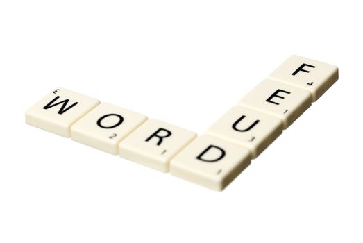 The word wordfeud written with scrabble pieces