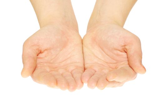 Empty hands isolated on white