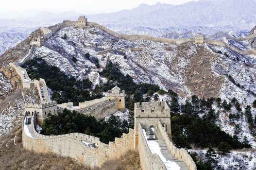 Great wall of china during the winter near beijing