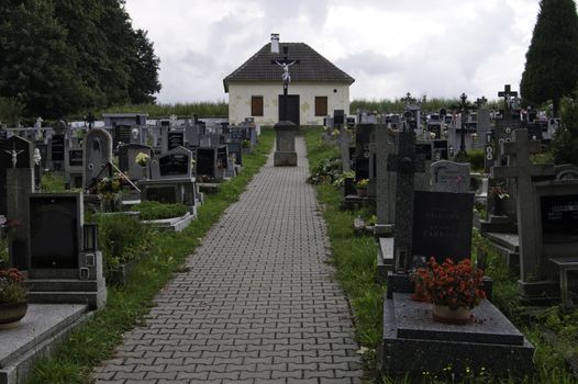 A traditional european cemetery in Czech Republic