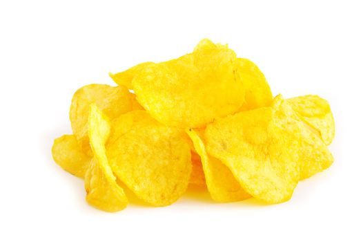 potatoe chips isolated on a white background