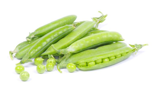 green peas vegetable closeup isolated on white