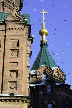 Russian style church roof located in Harbin, China