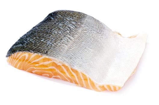 salmon steak red fish on white
