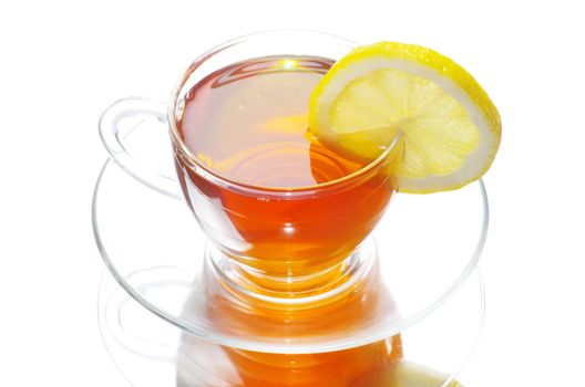 tea in cup isolated on white background