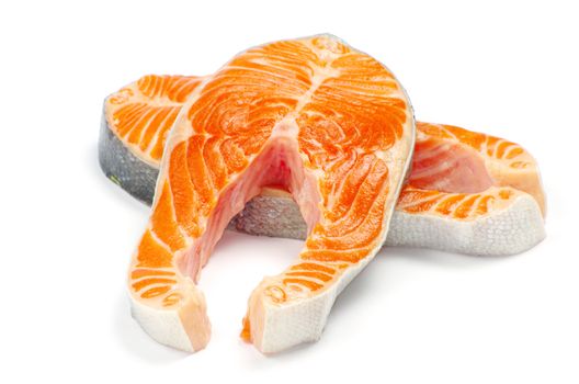 raw salmon fillet isolated on white