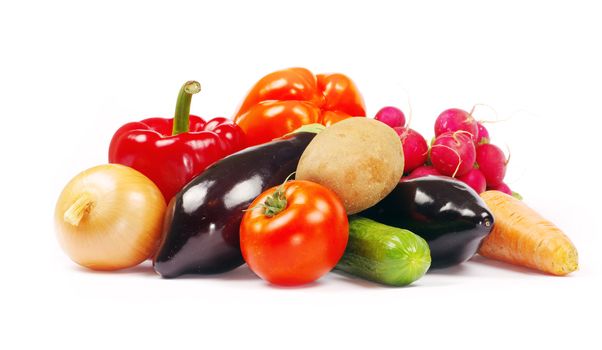  vegetables on the white background