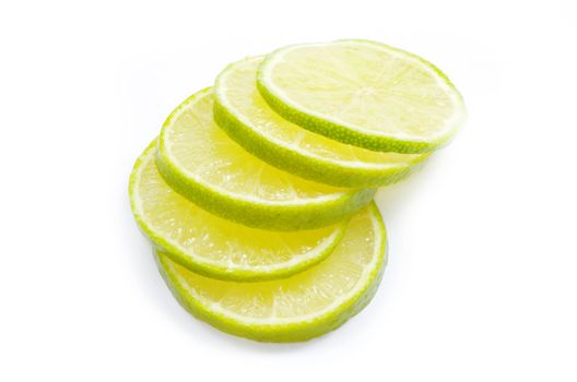 lime slices isolated on white background