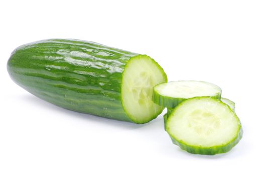 Cucumbers on the white background