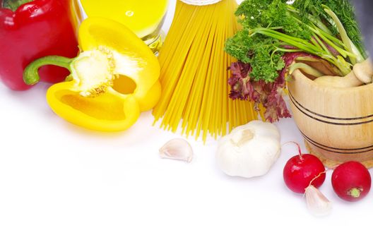 food ingredients isolated on white background
