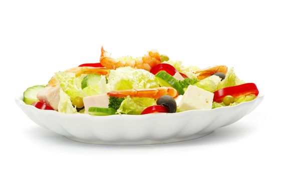  salad in plate on white