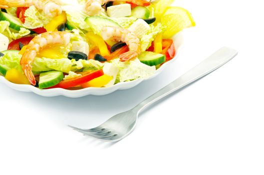 vegetable salad in plate on white
