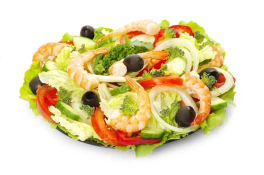 vegetable salad in plate on white