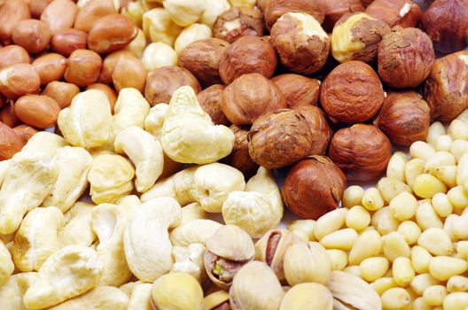 various nuts on a background