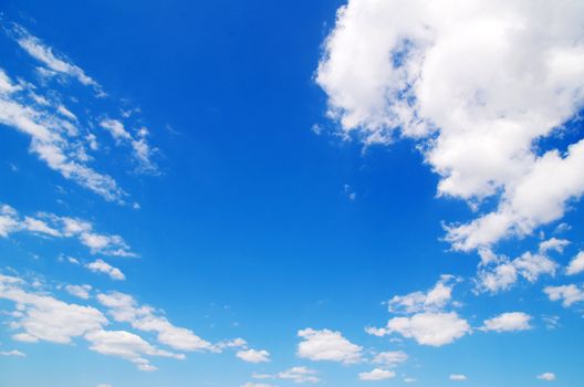 blue sky with clouds and sun