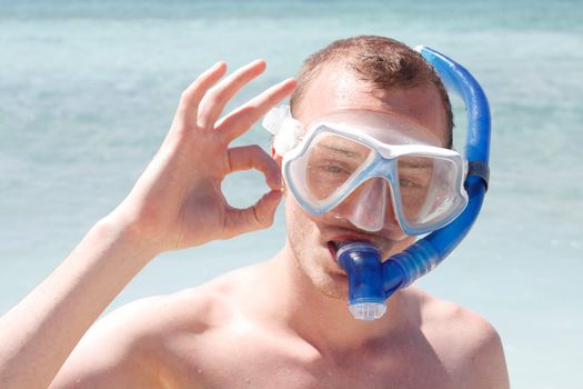 A man snorkelling