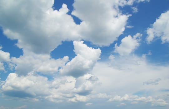 blue sky with clouds and sun