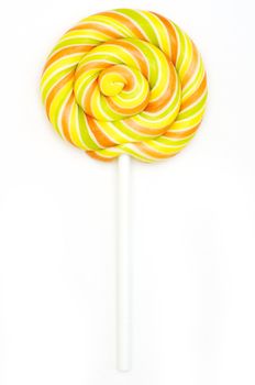 Colorful spiral lollipop isolated on white background