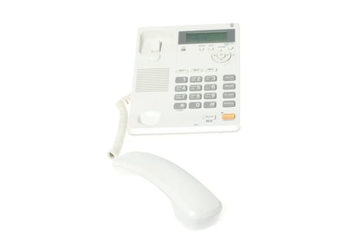 white office telephone on a white  background