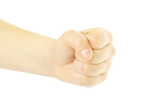 clenched fist isolated on the white