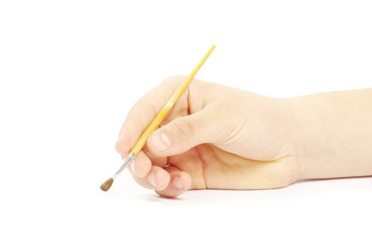 Isolated photo of a brush in a hand