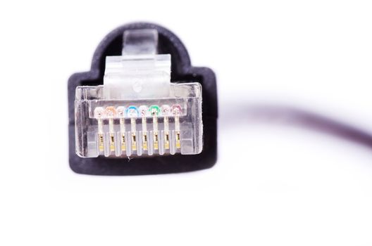  Macro shot of network connection plug