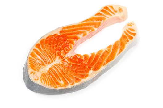 salmon steak red fish on white