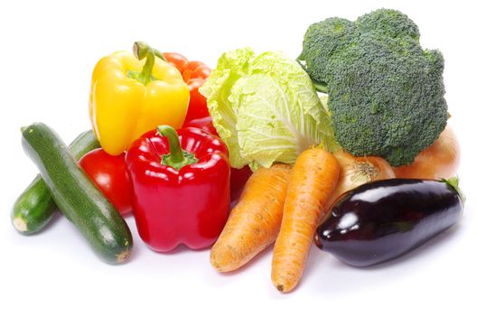 fresh vegetables on the white background