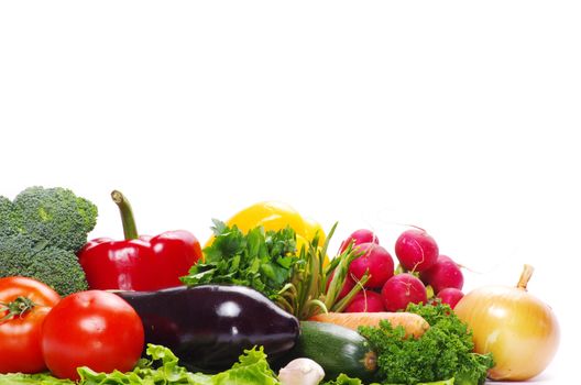fresh vegetables on the white background