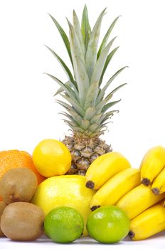 Composition with fruits isolated on white