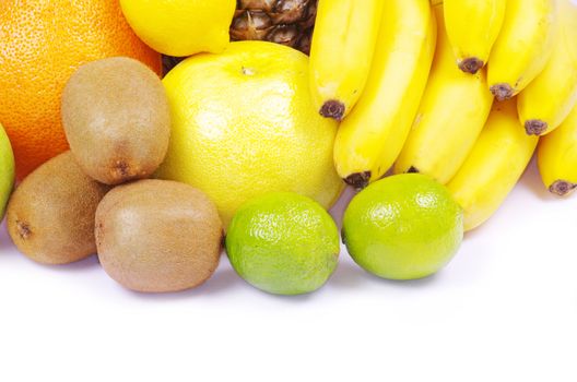 Composition with fruits isolated on white