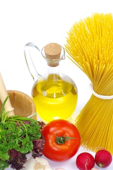 pasta ingredients isolated on white background