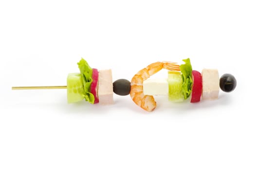 salad canape on a white background