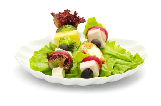 salad with vegetables on white background