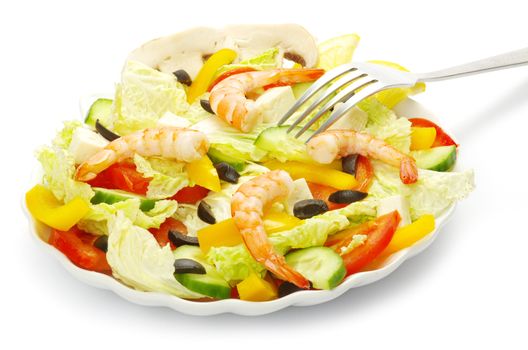 Appetizing salad on white background