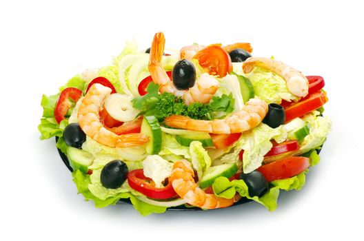  salad in plate on white