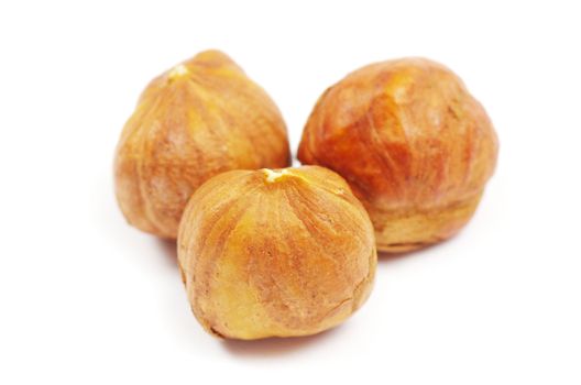 hazelnuts isolated on white background