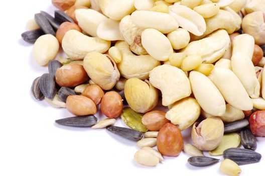 nuts and seeds isolated on white background