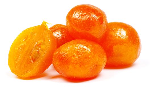Dried kumquat isolated on a white background.