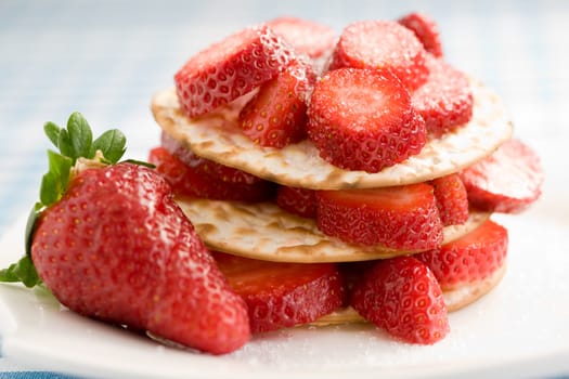 Delicious strawberry toast stacked in three