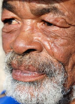 closeup portrait of an old african man with lots of caracter in his face