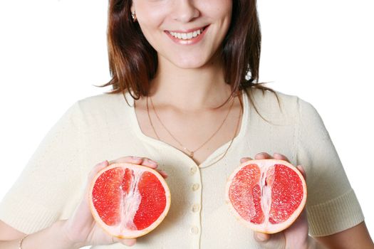  isolated white happiness dieting caucasian teeth fruit