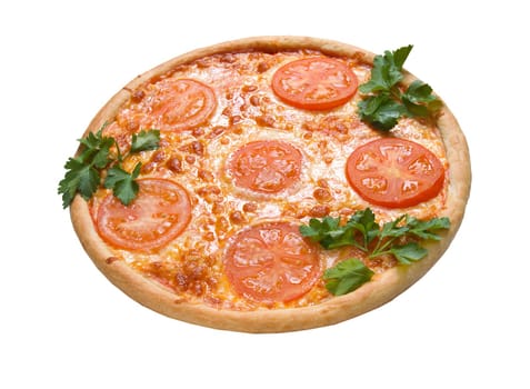 tomato pizza  isolated on white background.