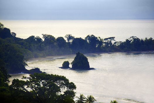 Early morning landscape picture on a misty day, Costa Rica