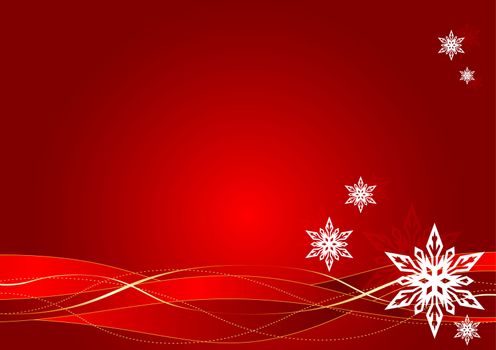 Christmas background with snowflakes on red background vector