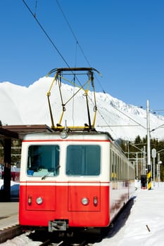 electric car at Strbske pleso station, Vysoke Tatry (High Tatras), Slovakia