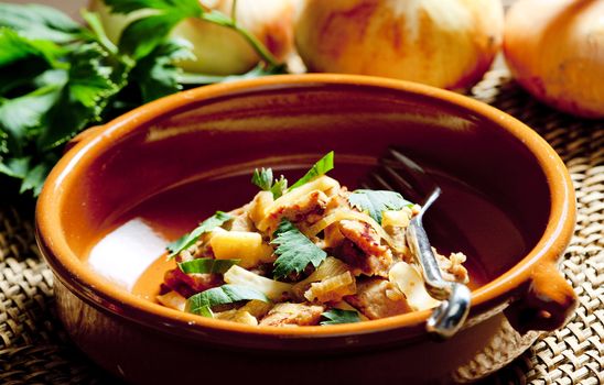 pork meat with celery noodles