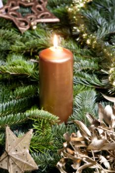 Christmas still life with a candle