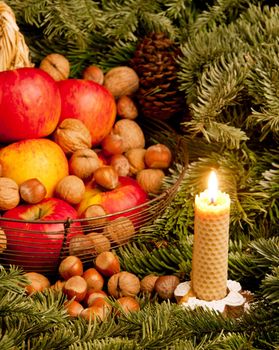 Christmas still life with a candle