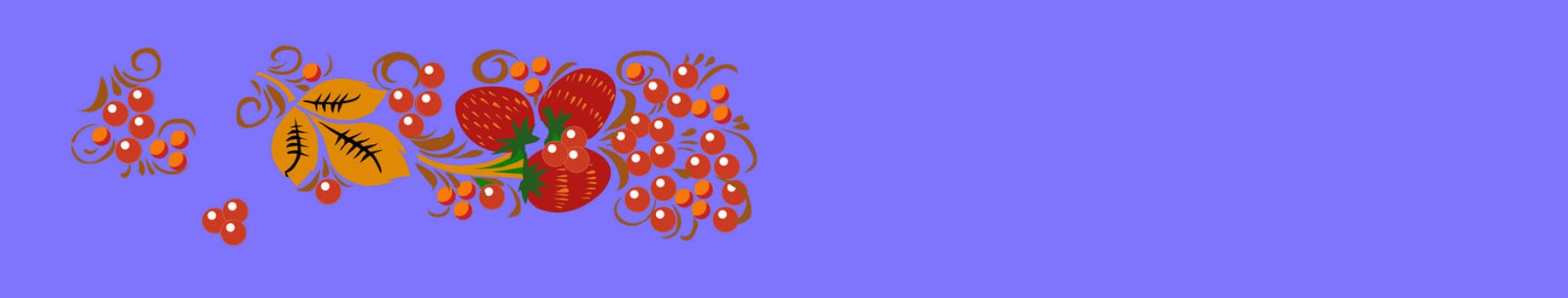 vector drawing of the decorative berries of the strawberries on blue background